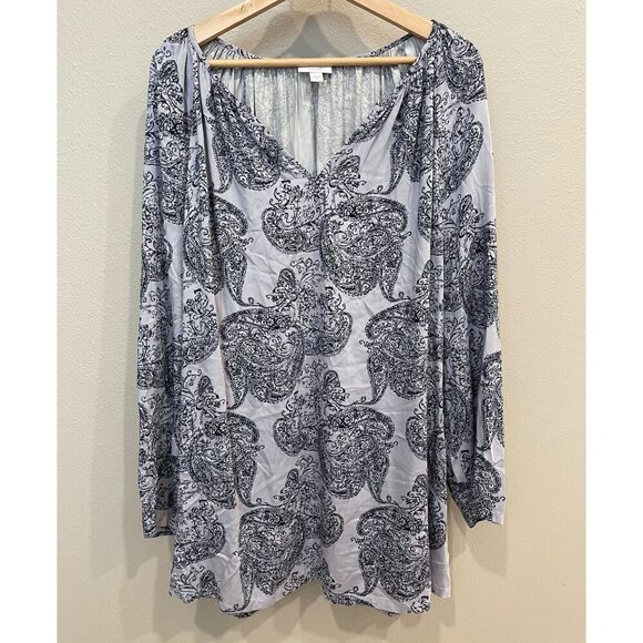 J. Jill Tops - J. Jill Pure Jill Women's Pullover V-Neck Tunic Blouse 2X Long Sleeves Purple